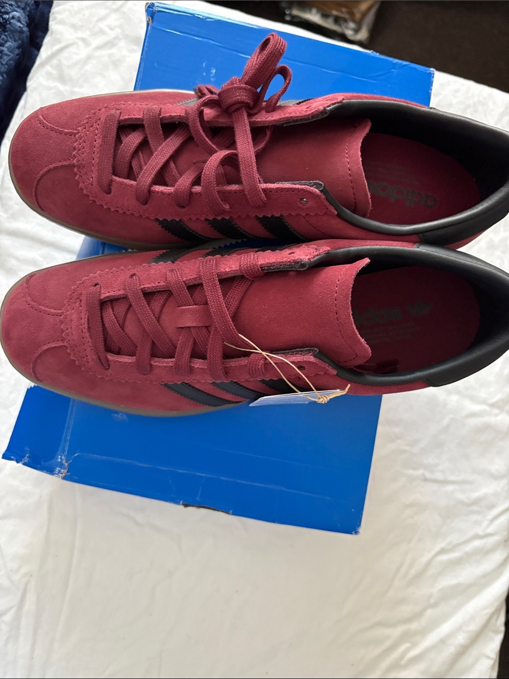 adidas Men’s Burgundy and Black Suede Sneakers